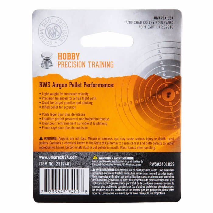 RWS HOBBY .22 PELLET 200 CT