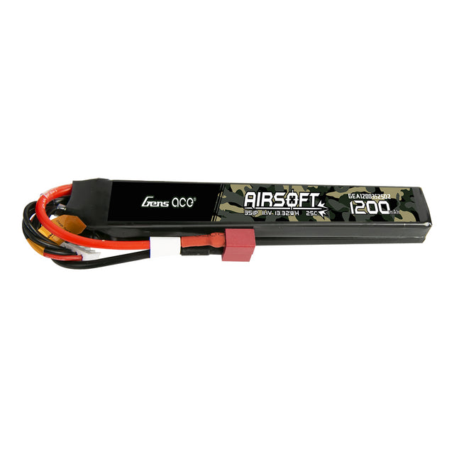 2X Gens ace 1200mAh 3S 11.1V 25C Airsoft Gun Battery with Dean Plug