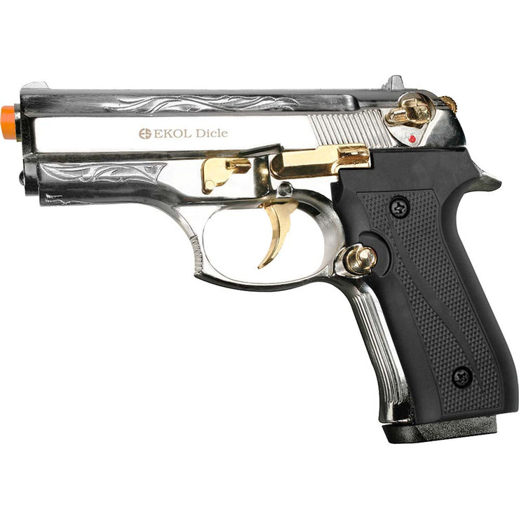 Dicle 8000 Front Firing Blank gun - Chrome/Gold/Engraved