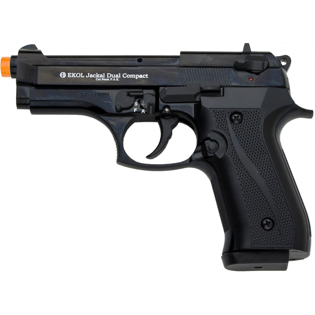 EKOL Jackal Dual 9mm Front Firing Semi/Automatic Blank Gun (Mat Black)