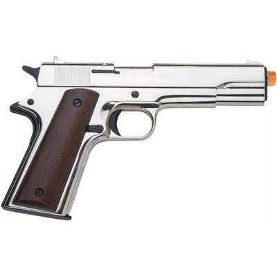 Front Firing M1911 High Polish Nickel .45 Government Automatic Blank Firing Pistol