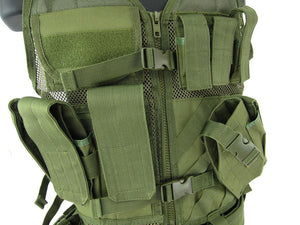 NcStar Military Cross Draw Vest w/ Integrated Holster - (TAN XL-2XL)