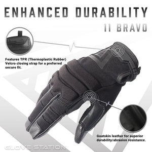 11 Bravo High Dexterity Premium Goatskin Leather Tactical Gloves, Large size