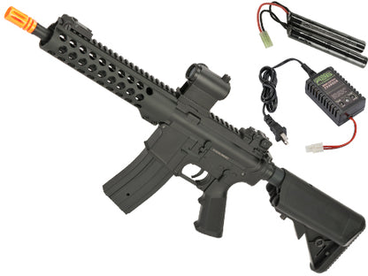 Golden Eagle 6612 9" M4 Airsoft AEG with Modular Handguard and Retractable Stock (Black W/ 9.6v Battery )