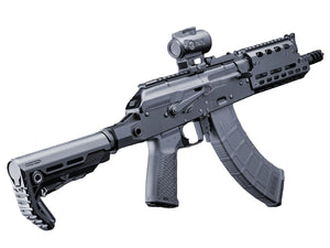 EMG Strike Industries TRAX AK74 Stamped Steel Airsoft AEG Rifle w/ Folding Buffer Tube Stock (Model: CQB / Black)