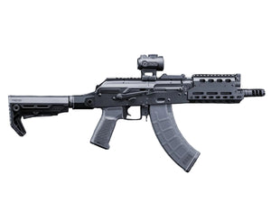 EMG Strike Industries TRAX AK74 Stamped Steel Airsoft AEG Rifle w/ Folding Buffer Tube Stock (Model: CQB / Black)