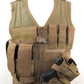 NcStar Military Cross Draw Vest w/ Integrated Holster - (TAN XL-2XL)