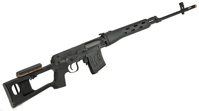 A&K SVD Dragunov Airsoft AEG Sniper Rifle w/ Metal Gearbox (Model: Black Polymer Furniture)