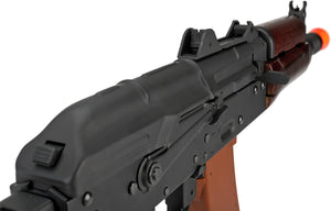 CYMA Standard Stamped Metal AK74U Airsoft AEG Rifle w/ Steel Folding Stock and Wood Furniture (7.4v LiPo Battery + Charger Included)