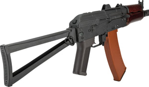 CYMA Standard Stamped Metal AK74U Airsoft AEG Rifle w/ Steel Folding Stock and Wood Furniture (7.4v LiPo Battery + Charger Included)
