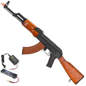 CYMA Full Metal AK AKM Airsoft AEG Rifle (Model: Real Wood / 9.6v NiMH Battery + Charger Included)