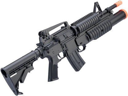 Double Eagle Full Size M4 RIS Airsoft Low Power Airsoft Electric Rifle w/ Underbarrel M203 Shotgun Launcher