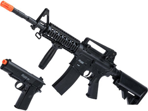 Sig Sauer Licensed Patrol Rifle Entry Level Airsoft AEG and 1911 Pistol Kit By Cybergun (Color: Black)