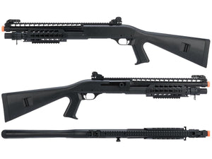 CYMA Sport M3 3-Round Burst Multi-Shot Shell Loading Airsoft Shotgun (Model: Full Stock CQB w/ Keymod / Black)