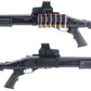 Golden Eagle M870 3-Round Burst Multi-Shot Shell Loading Airsoft Shotgun (Tactical Retractable Stock w/ RIS Mount Shell Caddy)