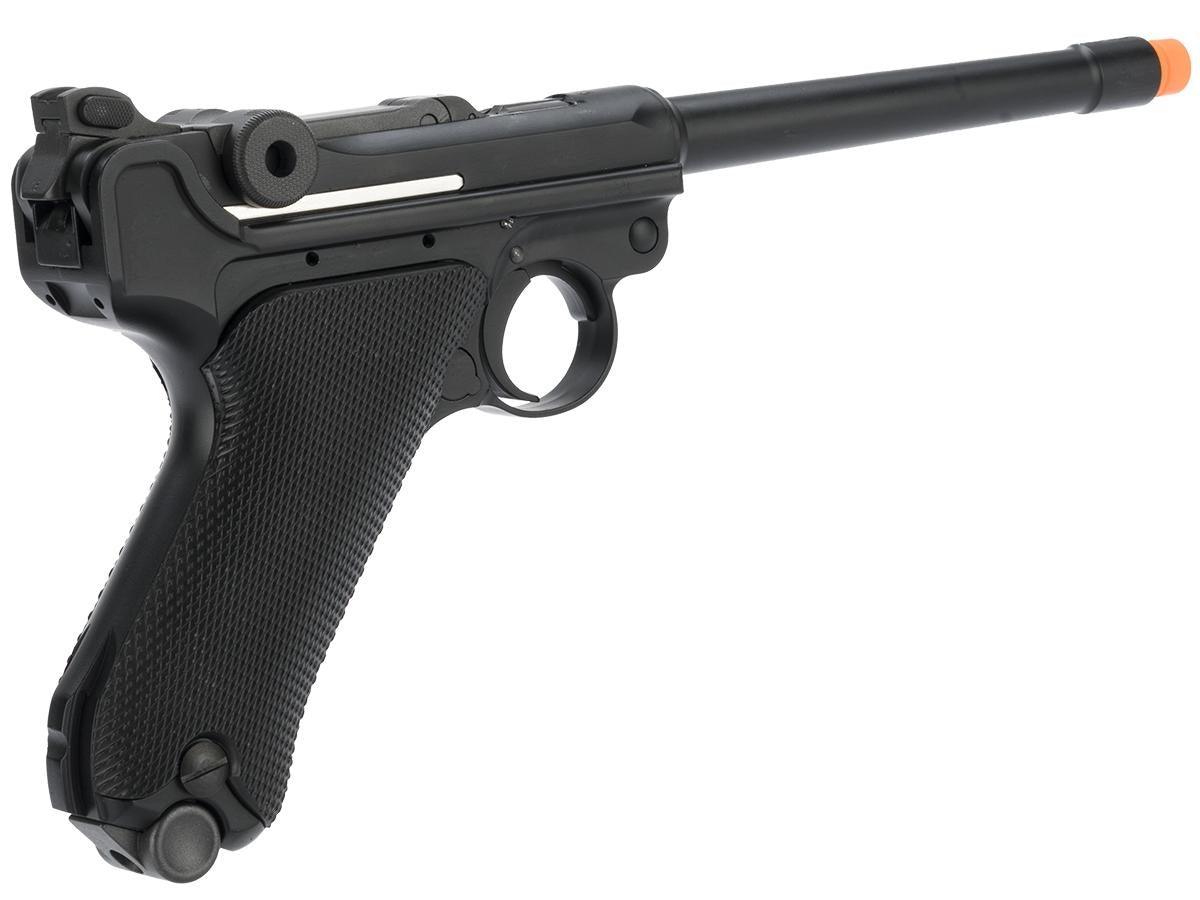 AW Custom 6" Luger P08 Gas Blowback Airsoft Pistol (Silver / Black)