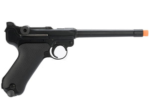 AW Custom 6" Luger P08 Gas Blowback Airsoft Pistol (Silver / Black)