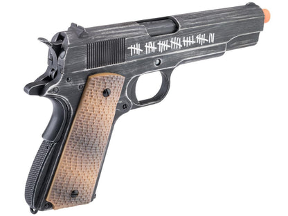 AW Custom Full Metal Custom "Molon Labe" Weathered 1911A1 Airsoft Gas Blowback Pistol (Desert Grip)
