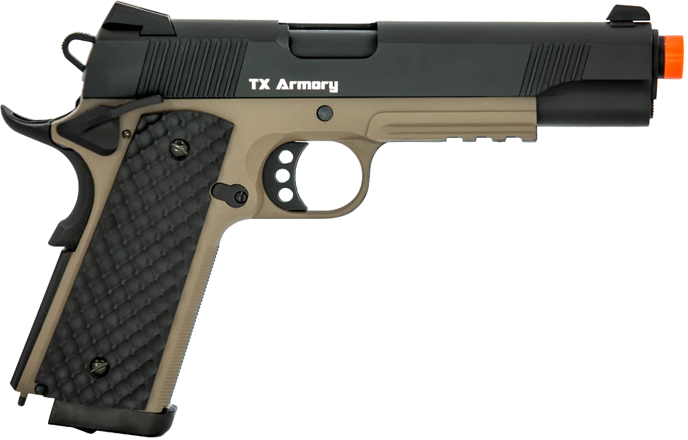 TX Armory 1911 .45 ACP Blowback Co2 Airsoft Pistol - Tan