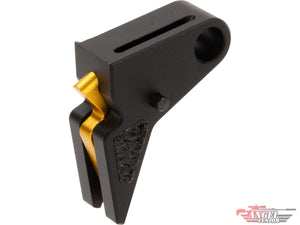 Angel Custom CNC Enhanced Flat Front Competition Style Trigger for KWA ATP Gas Blowback Airsoft Pistols (Black / Gold)
