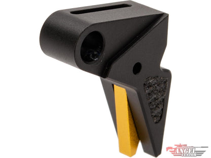 Angel Custom CNC Enhanced Flat Front Competition Style Trigger for KWA ATP Gas Blowback Airsoft Pistols (Black / Gold)
