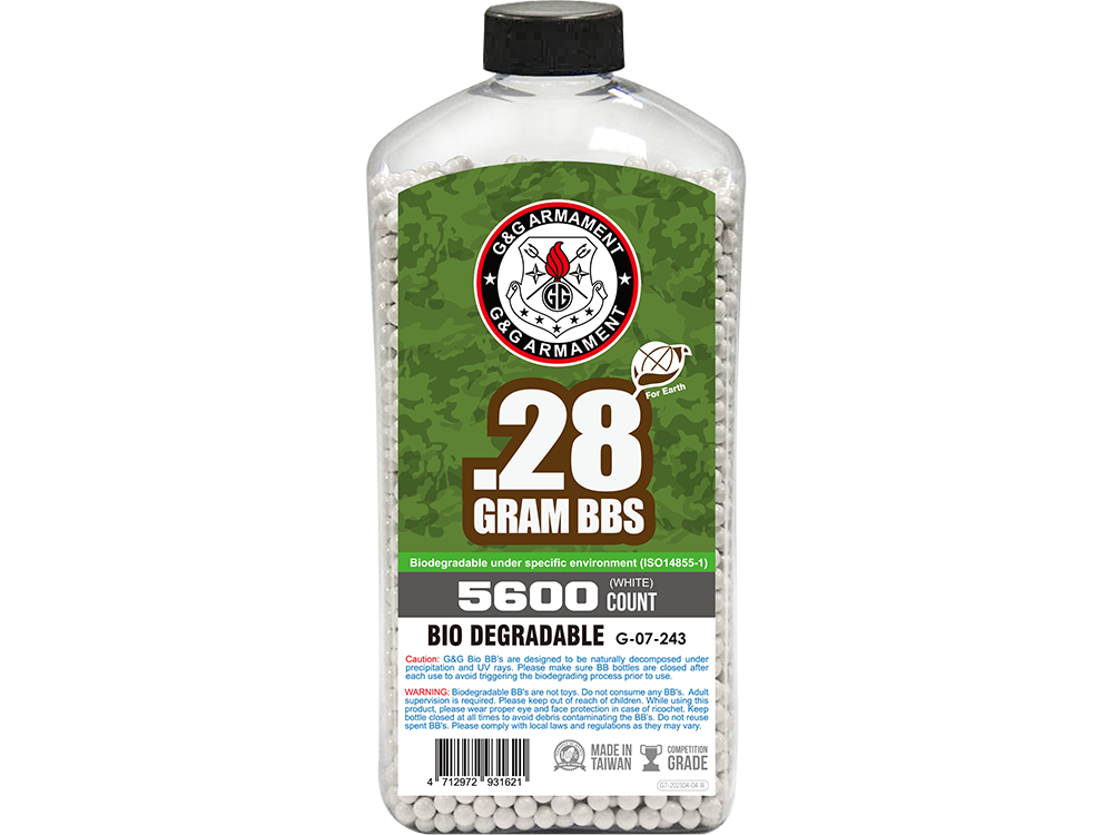 G&G Perfect BBs, 0.28g, 5600 ct. Bottle, White, Biodegradable