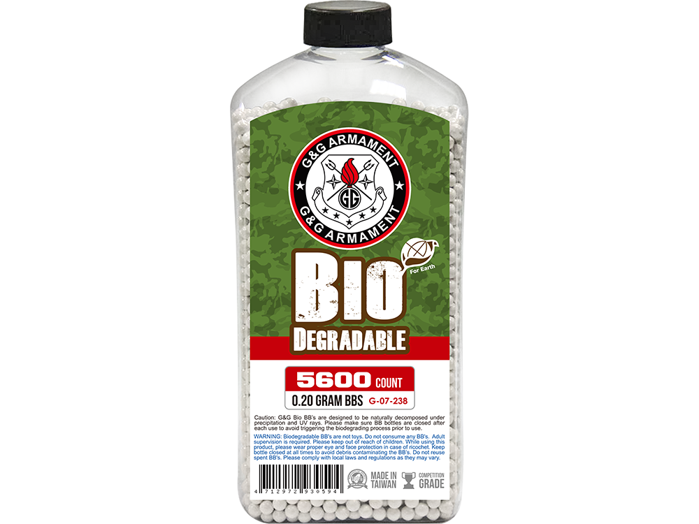 G&G Perfect BBs, 0.20g, 5600 ct. Bottle, White, Biodegradable