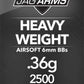 JAG Armament Heavyweight Match Grade 6mm Airsoft BBs (Weight: .36g / 2500 Rounds / Black)