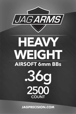 JAG Armament Heavyweight Match Grade 6mm Airsoft BBs (Weight: .36g / 2500 Rounds / Black)