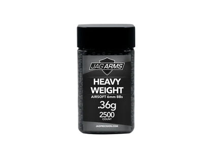 JAG Armament Heavyweight Match Grade 6mm Airsoft BBs (Weight: .36g / 2500 Rounds / Black)
