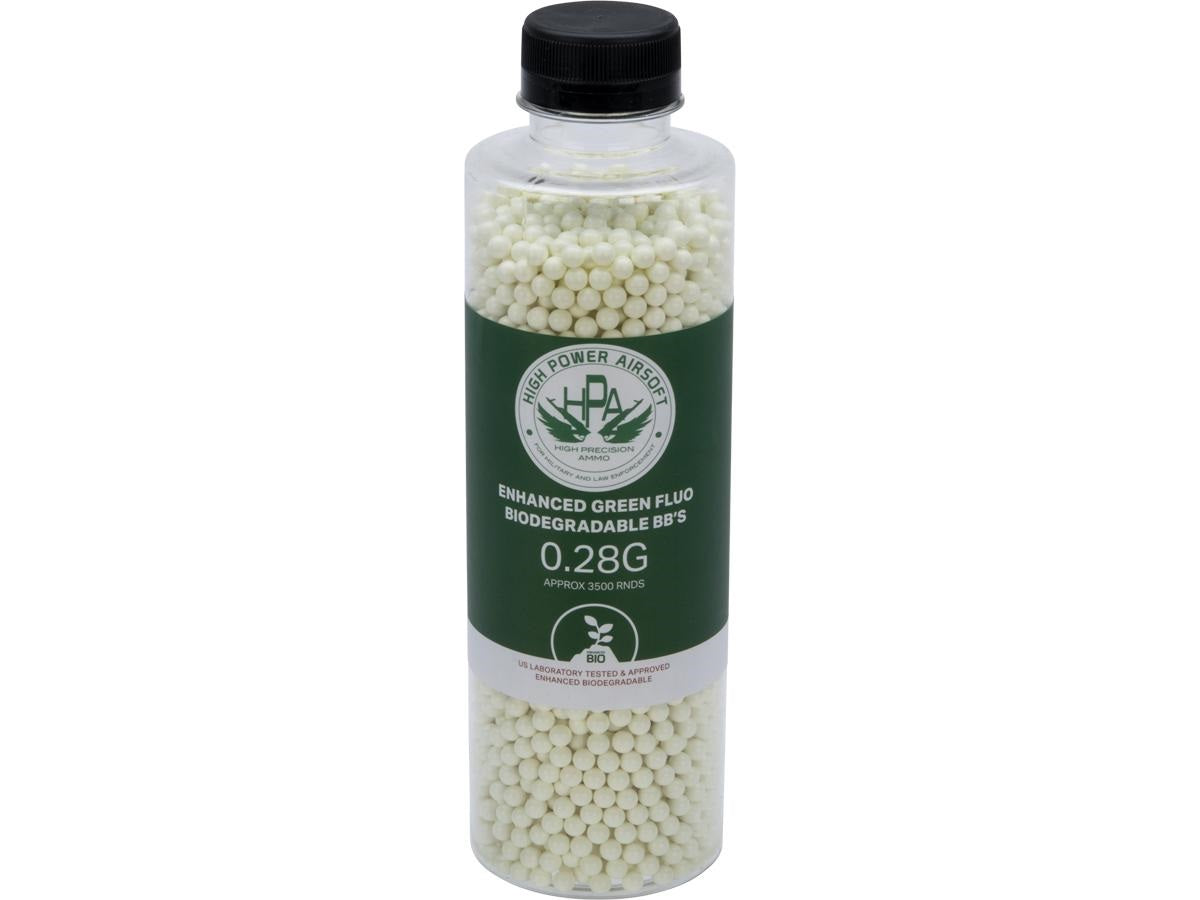 High Power Airsoft (HPA) US Lab Tested Precision Biodegradable 6mm Airsoft Tracer BBs (Color: Green / .28g / 3500rds)