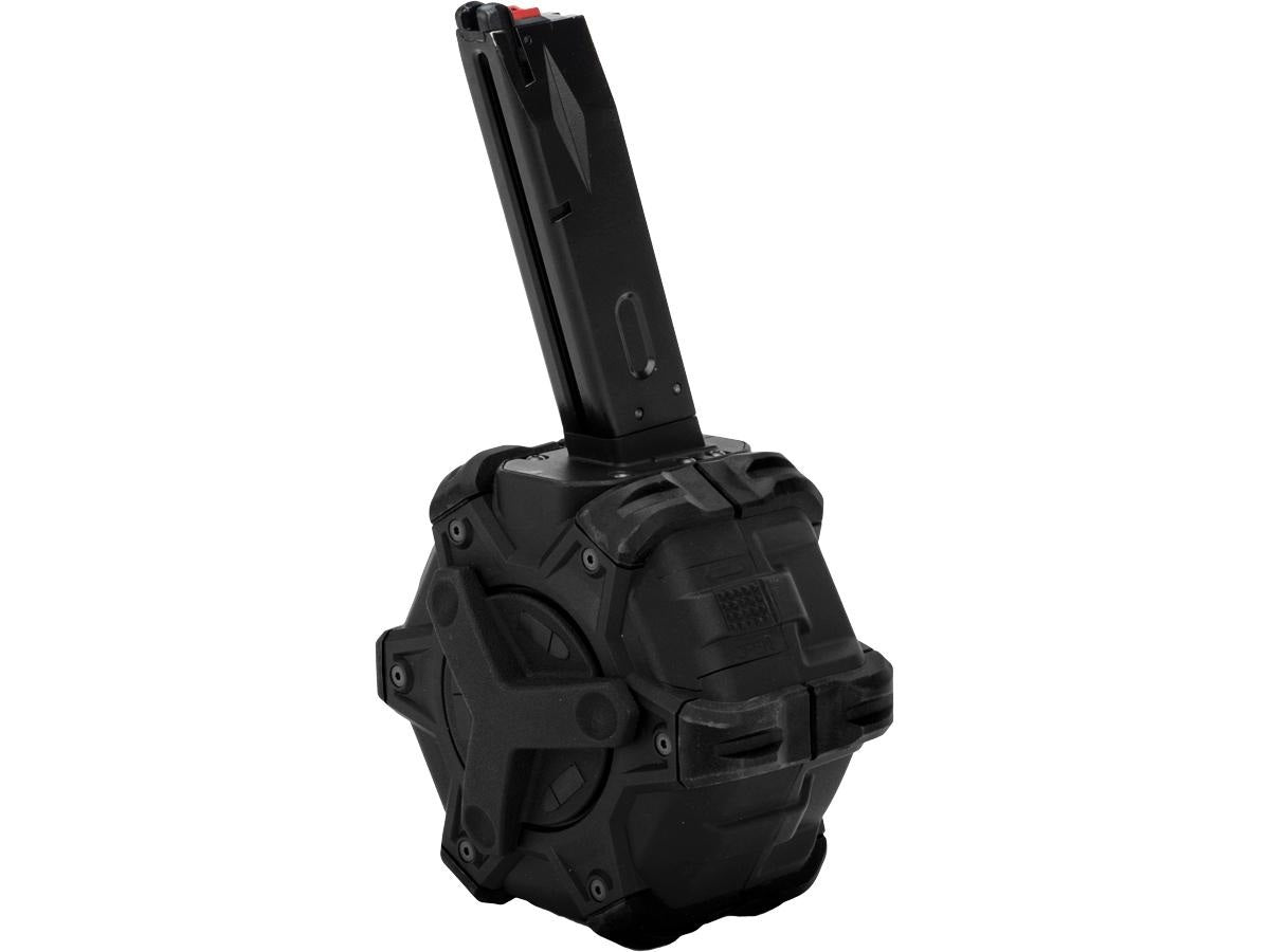 AW Custom Drum Magazine for Gas Blowback Airsoft Pistols & Rifles (M9)