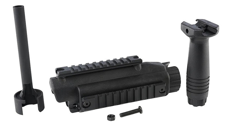 H&K Railed Handguard Kit w/ Metal Outer Barrel & Vertical Grip for MP5 Series Airsoft AEG Sub Machine Guns