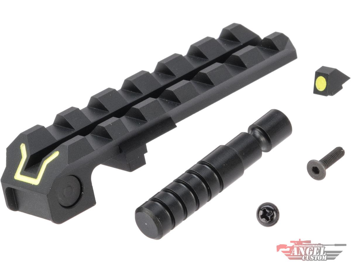 Angel Custom Charging Handle / Rail Mount Night Glow Front & Rear Sight for Glock ISSC M22 SAI BLU Lonewolf & Compatible Airsoft Gas Blowback Pistols