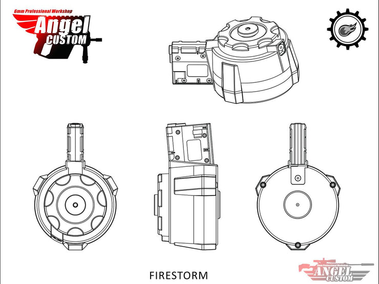 Angel Custom 1500 Round Firestorm Airsoft AEG Drum Flashmag (Vector Adapter)