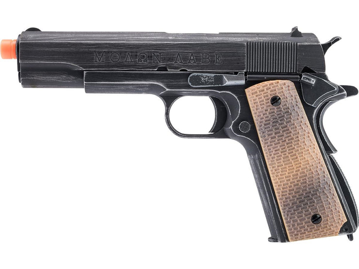 AW Custom Full Metal Custom "Molon Labe" Weathered 1911A1 Airsoft Gas Blowback Pistol (Color: Desert Grip)