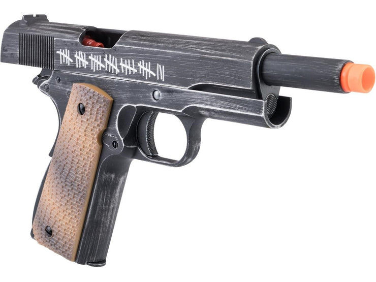 AW Custom Full Metal Custom "Molon Labe" Weathered 1911A1 Airsoft Gas Blowback Pistol (Color: Desert Grip)