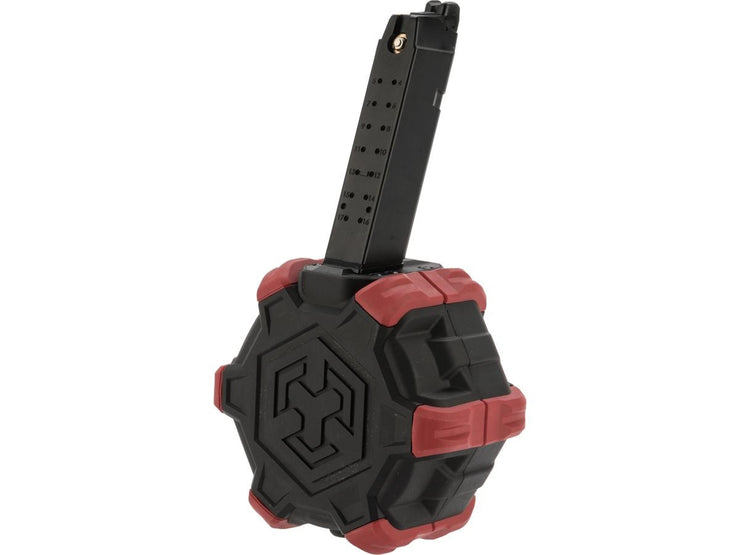 AW Custom Drum Magazine for Gas Blowback Airsoft Pistols & Rifles (SAI BLU/Elite Force GLOCK)