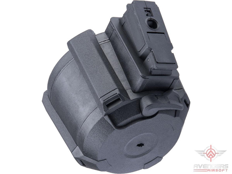 Avengers 1200 Round Electric Drum Magazine for Airsoft AEG Rifles (Model: AK - Black / Sound)
