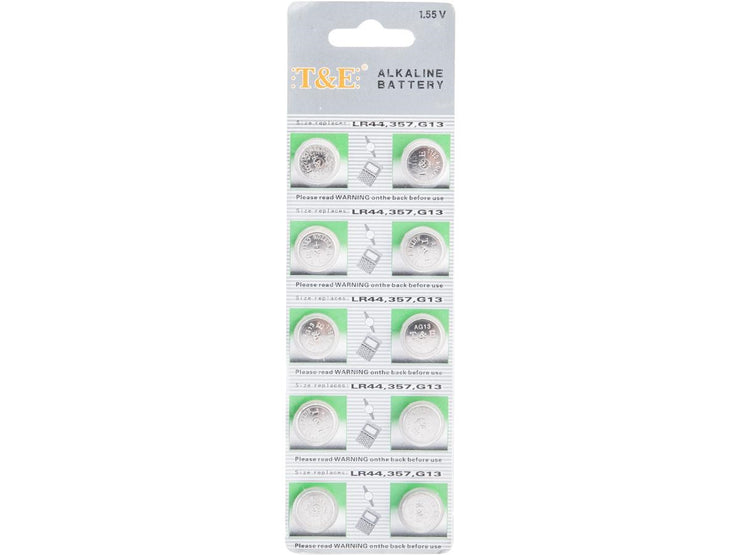 AG13 / LR44 Button Cell Alkaline Batteries (Pack of 10 pcs)