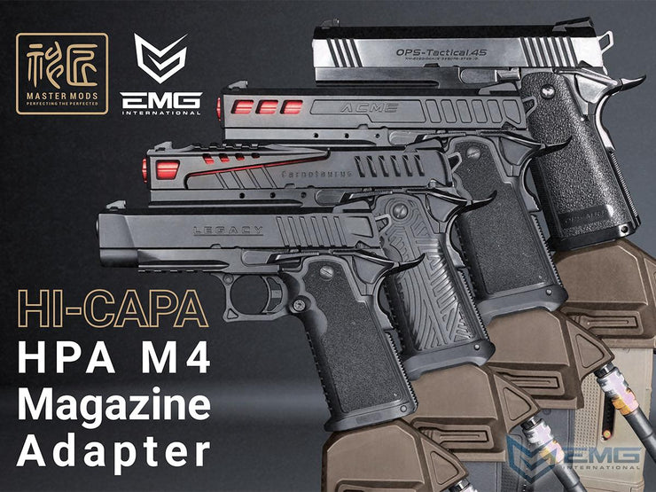 EMG Master Mods M4 HPA Magazine Adapter for Gas Blowback Airsoft Pistols by ICS (Model: TM Hi-Capa)