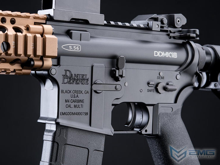 EMG Daniel Defense Licensed DDM4 Airsoft AEG Rifle w/ CYMA Platinum QBS Gearbox (Model: DDMK18 / 350 FPS / Black - DE Hand Guard)