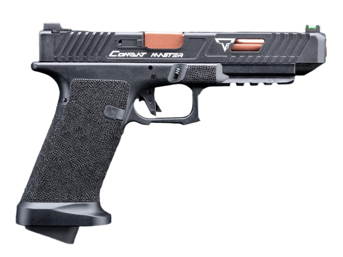 EMG Custom TTI JW2 Polymer Combat Master Slide + Ultimate GBB Frame Custom Gas Blowback Airsoft Pistol (Black Slide)