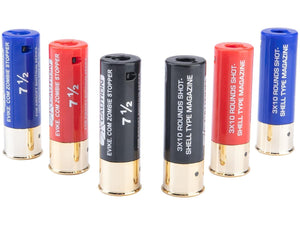 Evike Zombie Stopper 30 Round Shells for Multi & Single-Shot Airsoft Shotguns (Color: Red, Blue, Black / 6 Pack)