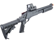 Golden Eagle M870 3-Round Burst Multi-Shot Shell Loading Airsoft Shotgun (Tactical Retractable Stock w/ RIS Mount Shell Caddy)