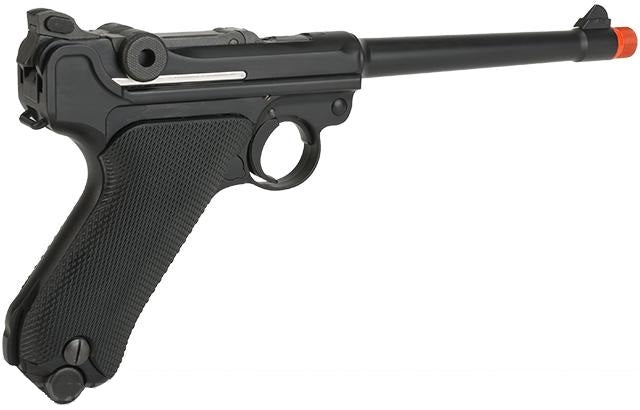 WE WWII Full Size / Metal Luger Airsoft Gas Blowback (Color: Black / 6 Inch)