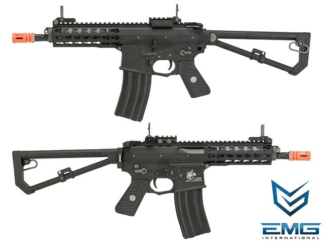 (2 MAGAZINE BUNDLE DEAL) EMG Knights Armament Airsoft PDW M2 Compact Gas Blowback Airsoft Rifle - Black (Version: with Green Gas Magazine)