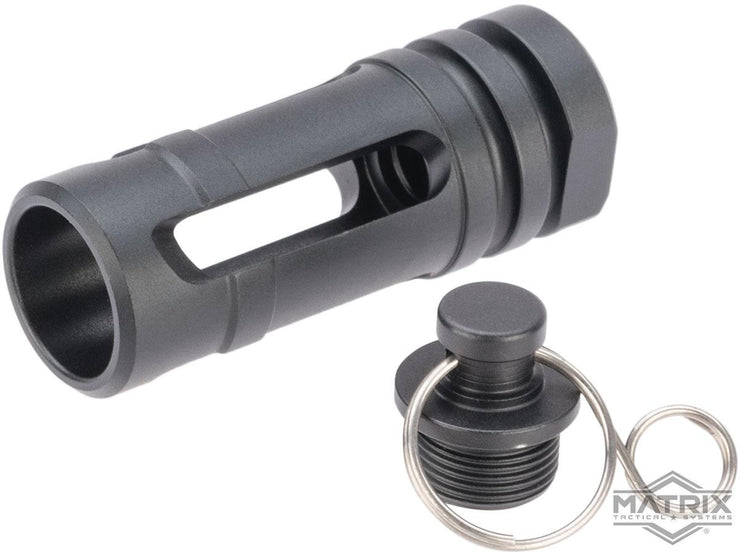 Matrix 14mm Negative Rifle Flash Hider + Keychain Dangler Set (Type: Cage / Black / 14mm Negative)