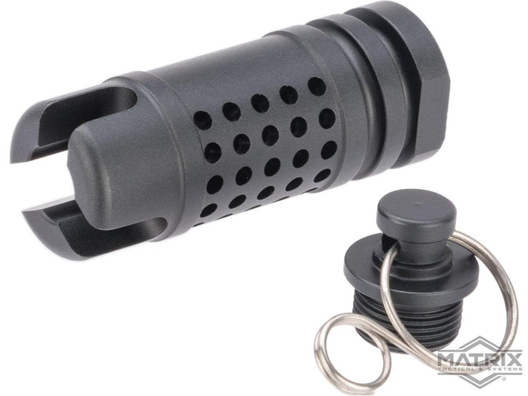 Matrix 14mm Negative Rifle Flash Hider + Keychain Dangler Set (Type: Hive / Black / 14mm Negative)