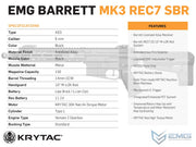 EMG / KRYTAC / BARRETT Firearms Licensed REC7 MK3 Airsoft AEG Rifle (Model: SBR / 350 FPS)